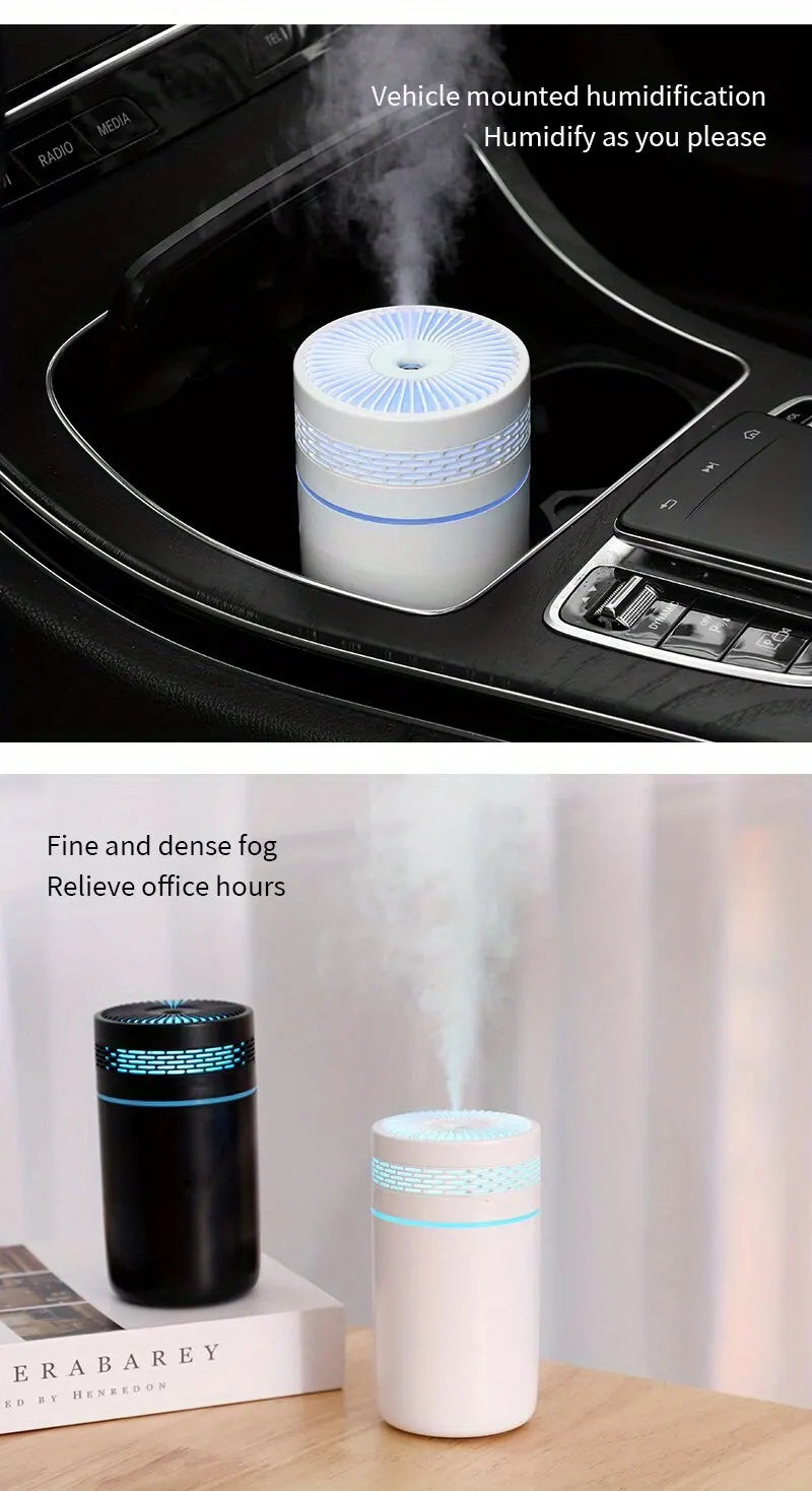 250ML Car Air Humidifier Portable Mini Spray Mist Humidifier with LED Light USB Powered Essential Oil Difffor Bedroom and Travel