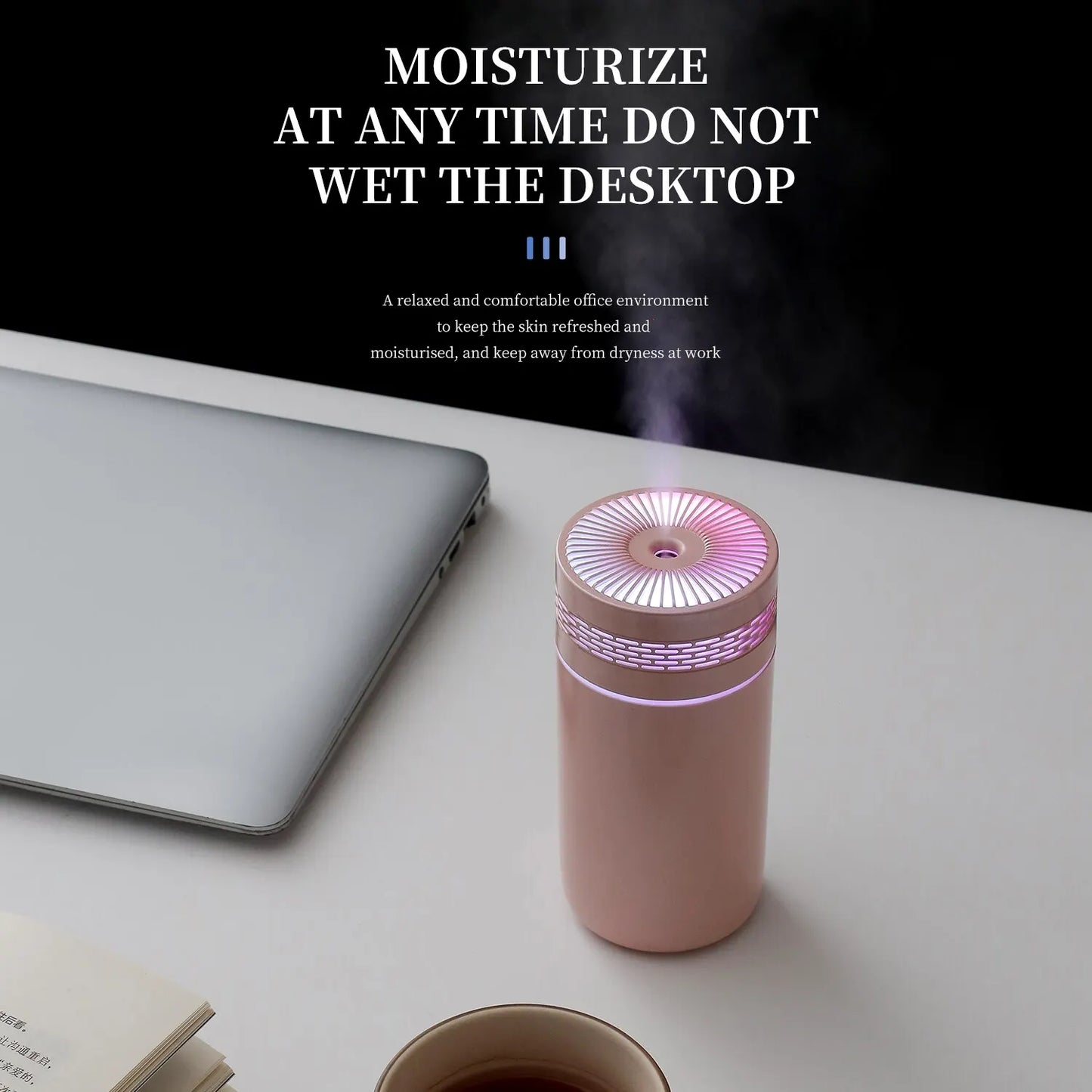 250ML Car Air Humidifier Portable Mini Spray Mist Humidifier with LED Light USB Powered Essential Oil Difffor Bedroom and Travel