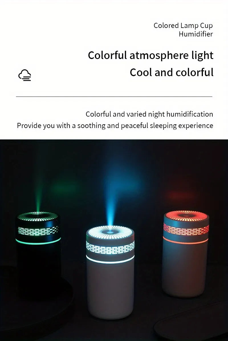 250ML Car Air Humidifier Portable Mini Spray Mist Humidifier with LED Light USB Powered Essential Oil Difffor Bedroom and Travel