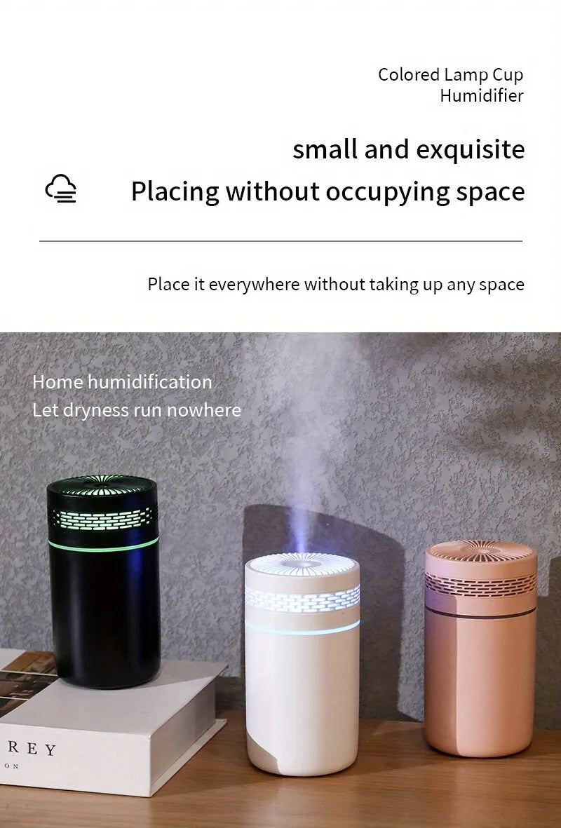 250ML Car Air Humidifier Portable Mini Spray Mist Humidifier with LED Light USB Powered Essential Oil Difffor Bedroom and Travel